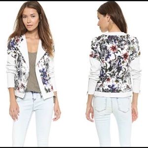 Rebecca Taylor Floral White Leather Jacket